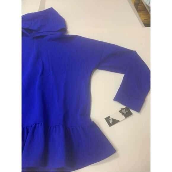 Royal Blue Ruffled Hem Hoodie - Picture 2 of 5